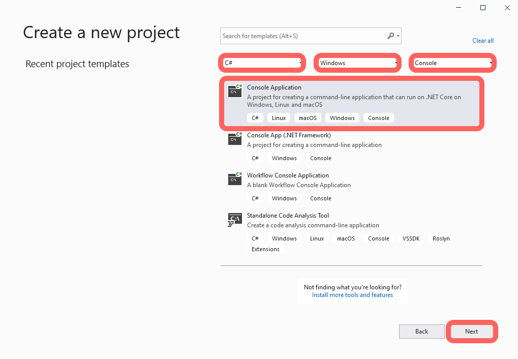 Visual Studio 2019 startup screen
