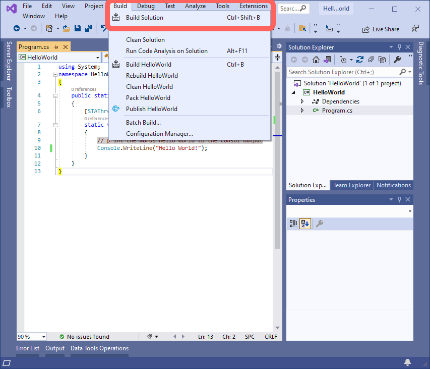 Visual Studio 2019 startup screen