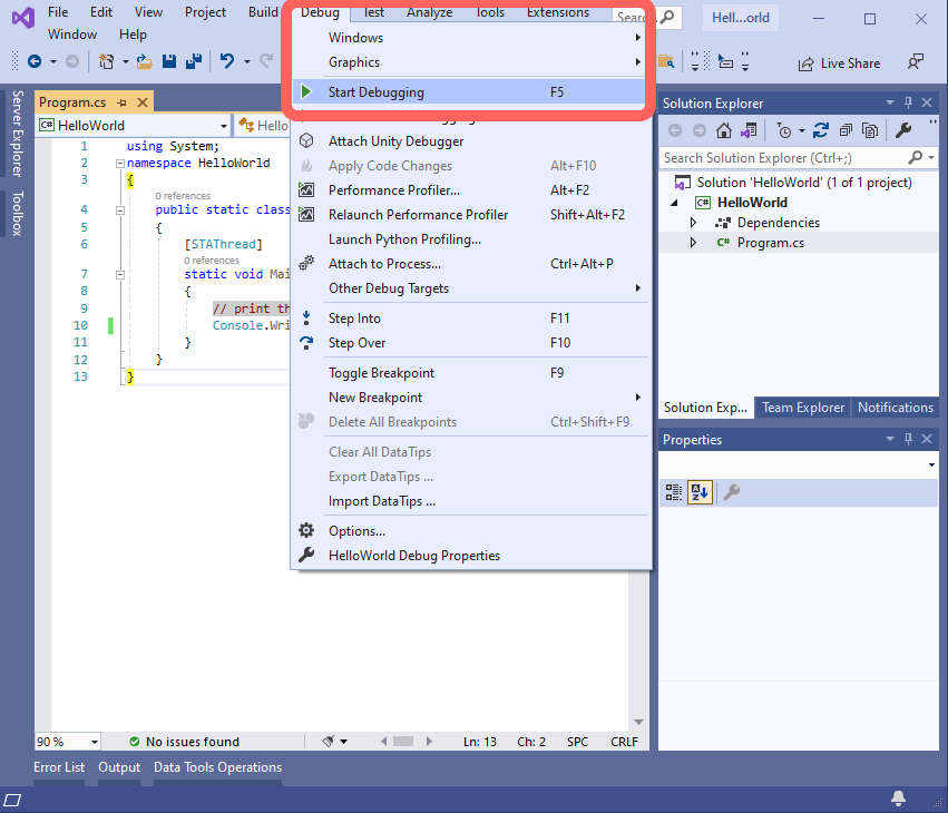 Visual Studio 2019 startup screen